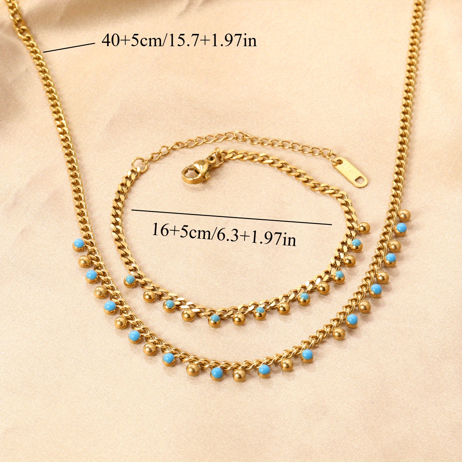 Dopamine Style Bead Chain Bracelet Necklace Set