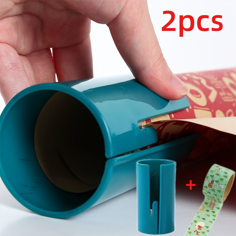 Image of 2pcs (cutter + 6m Paper Tape) Manual Christmas Round Cutter Tool - Wrapping And Gift Wrapping Cutter, (random Color), No Batteries Required, Suitable For Holiday Wrapping, Birthday Parties, Daily Use