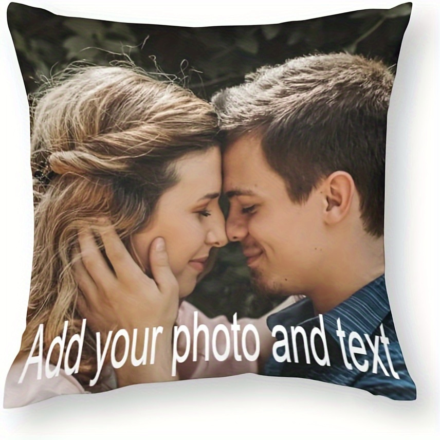 

Custom 18x18 Photo Pillow Cover - Personalized Knit Polyester, Couples, & Friends - Print Any Image, Ideal For Birthdays & Holidays, Diy Gift, Single-sided Design, 14+, Insert Not Included