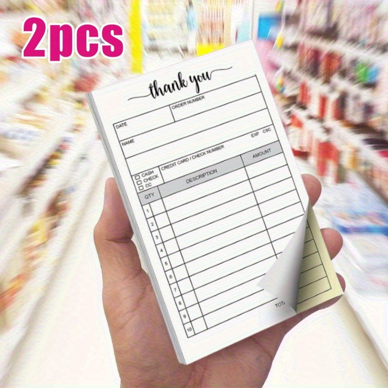 

2 Books, Pages /50 Sets, "thank You For Your Order" Carbonless Automatic Copy Receipt Book, Cute And , Very Suitable For Supermarket, Grocery Store, Cake Shop, Clothing Store, Gift Shop, Owners