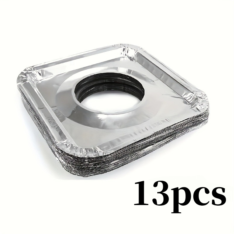 TEMU Lot de 13 cache-brûleurs jetables en aluminium - Convient aux cuisinières à gaz et électriques, garde la cuisinière et le nettoyage de