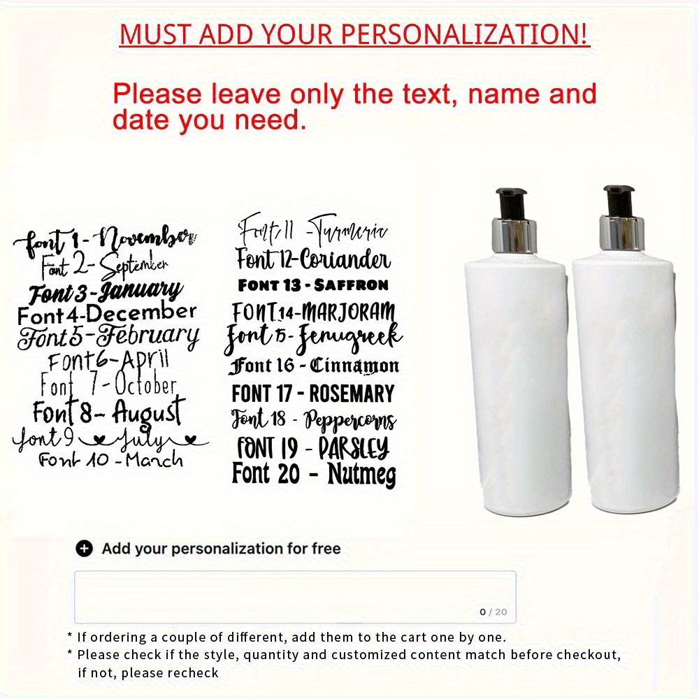 TEMU 2pcs Customizable 500ml Soap Dispenser Bottles - Personalized Text For Hand Soap, Dish Soap & Conditioner, Refillable Plastic Bathroom