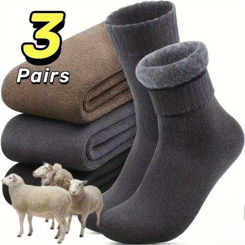 3 pair winter thick snow mens socks soft plush warm hot boot socks for husband father boyfriend knitwear gift european size 39 45 american size 9 11