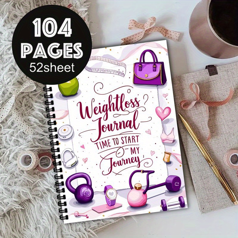 TEMU Journal de de Poids A5 - Planificateur Fitness à Spirale avec Journal d'Entraînement, Alimentaire et des - Agenda Élégant pour Femmes & Hommes,