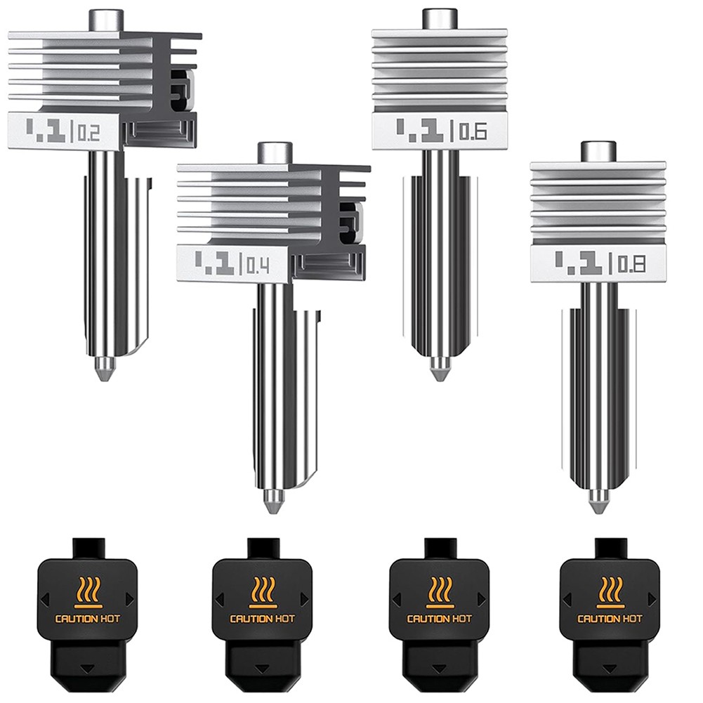 TEMU 4 Pack Upgrade A1/ A1 Mini/ A2l Quick-swap Hotend 0.2mm 0.4mm 0.6mm 0.8mm Nozzle & High Temp Integrated Structure Hot End With Cover Compatible