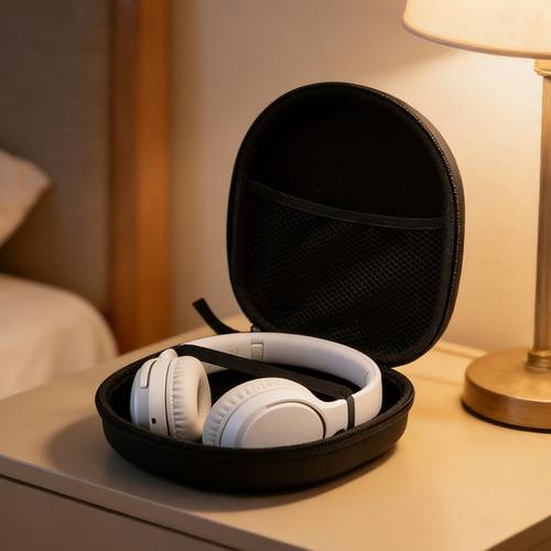 1pc of black large multifunctional headphone storage bag shock resistant and pressure resistant hard shell eva bluetooth headphone storage box digital camera accessory bag data cable usb flash drive zipper portable protective case