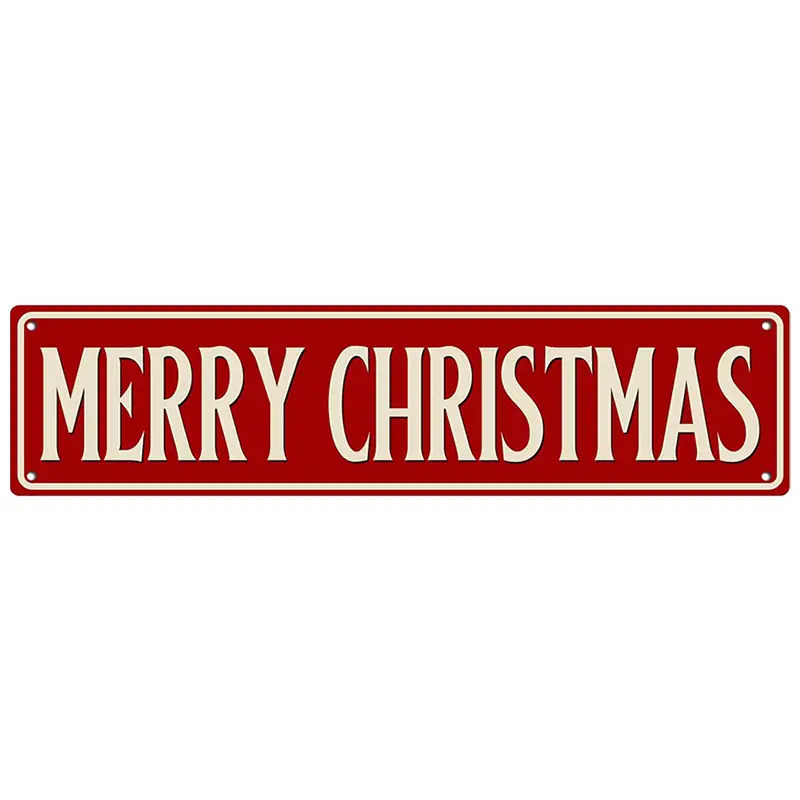 TEMU 2d Flat, Large Vintage Merry Christmas Metal Sign - Heavy-duty Retro Wall Decor With Lettering, Large 16*4 Inch Indoor/outdoor Decoration