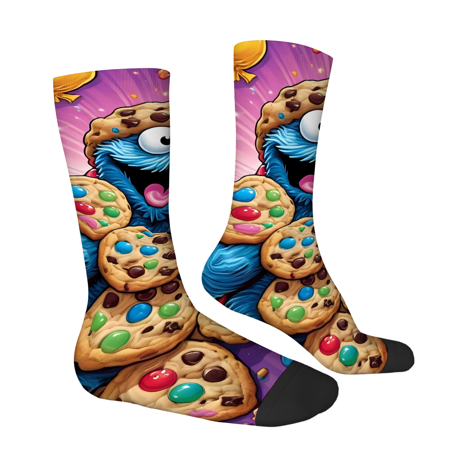 Image of 1 Pair Unisex Novelty 3d Print Socks With Full-body Character & , Polyester-spandex Blend, Comfortable Crew Socks For , Fun Casual Wear Or Themed Party Outfits