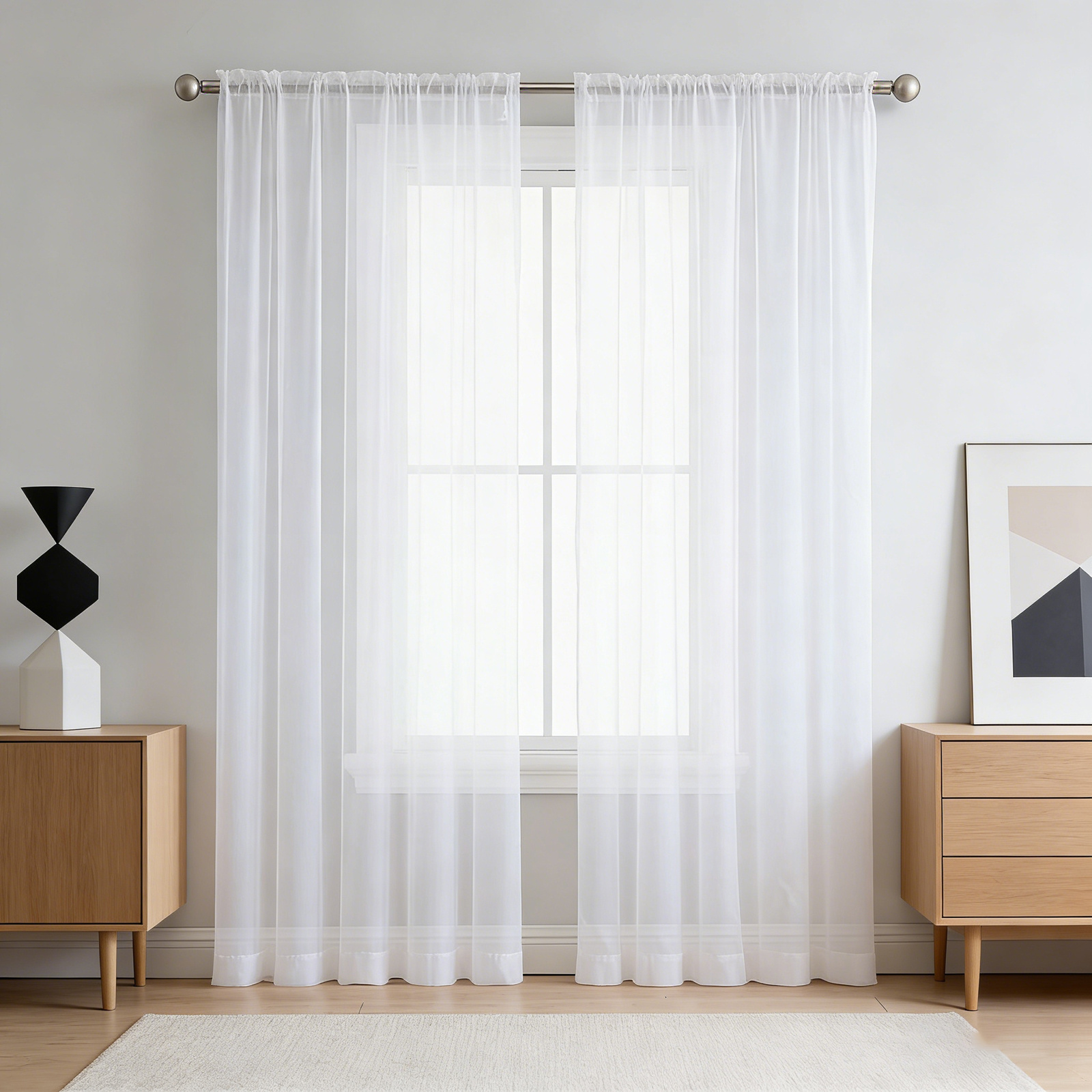 TEMU 4 Panels Sheer Curtains Voile Curtains For Living Room, Breathable And Lightweight Elegant Window Treatments Voile Drapes With Light Filtering