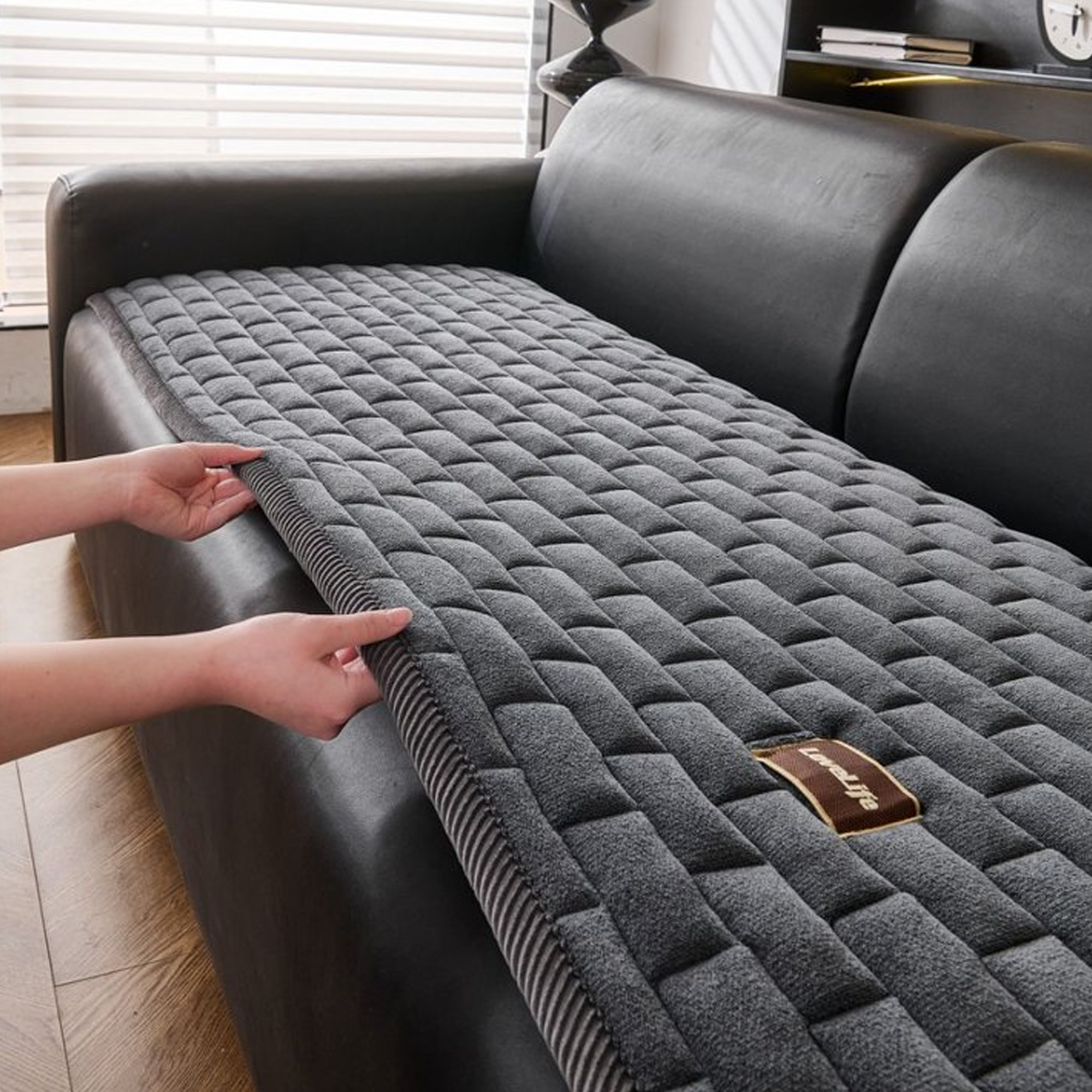 Artikelbild  . plüsch-sofakissen |   minimalistisches design mit ziegelstruktur, weiche polyesterfüllung, maschinenwaschbar, ganzjahreskomfort, beige/weiß/grau/schwarz, klassischer milch-samtstoff