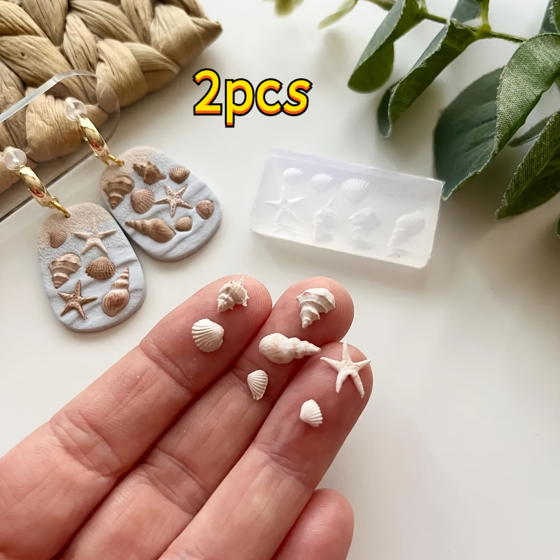 E-shop 2 Stück Kleine Silikonformen für Muscheln, Harz Silikonform; Geeignet für Polymer Clay, Langlebig Einfach zu Verwenden für Bastelprojekte