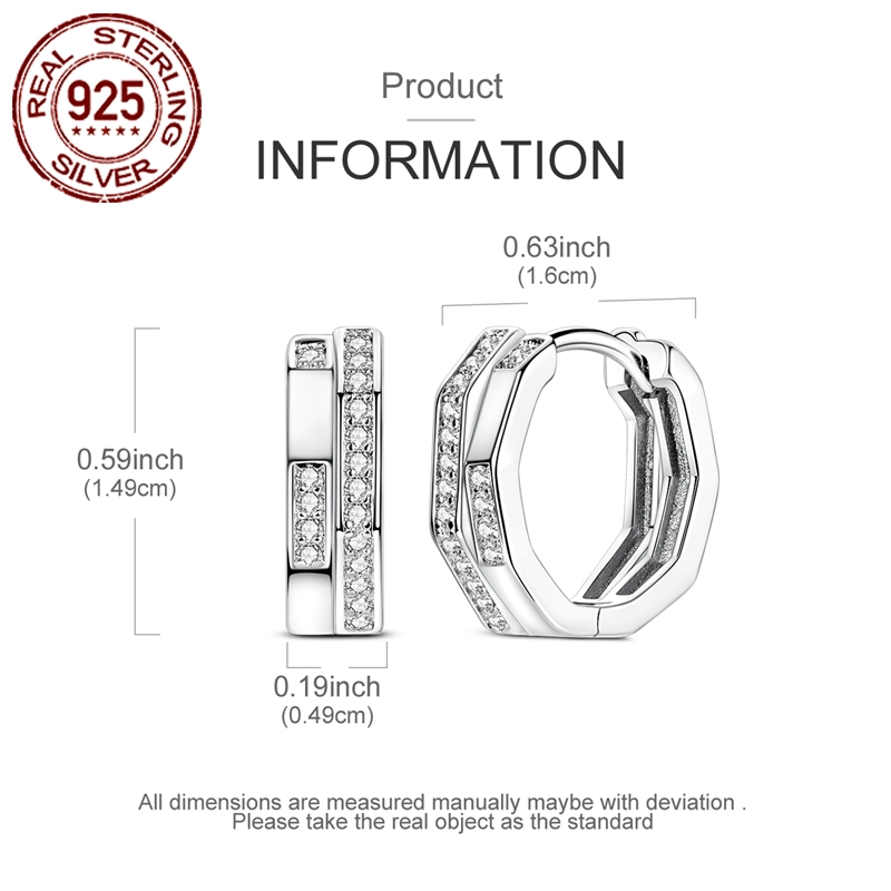 Women's 925 Silver Double Layer Multi-Faceted Earrings, Elegant