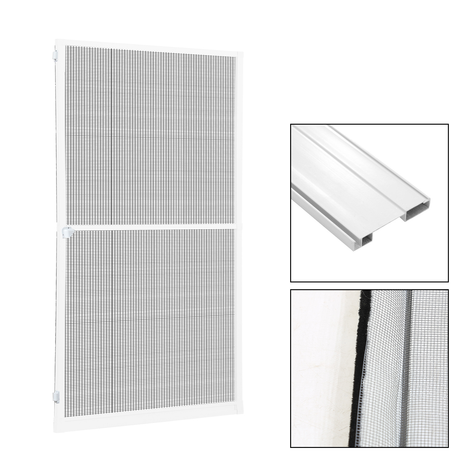 E-shop Insektenschutztür 120x240cm mit Magnetbefestigung, Mückenschutz für Balkontür mit Aluminiumrahmen, weiß, Schutztür, Fliegengitter,