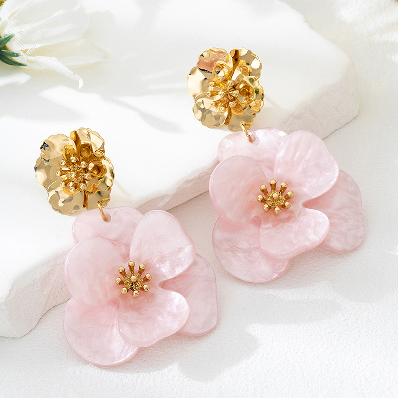 Image of 2pcs Bohemian Luxurious Large Flower Earrings Suitable For Valentine's Day Gifts, Parties, And Everyday Wear