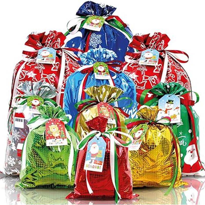 Image of 88pcs Christmas Gift Packaging Bags, Christmas Style Gift Packaging Bags, Multiple Styles Of Gift Packaging Bags In Combination. Plastic Packaging Bags
