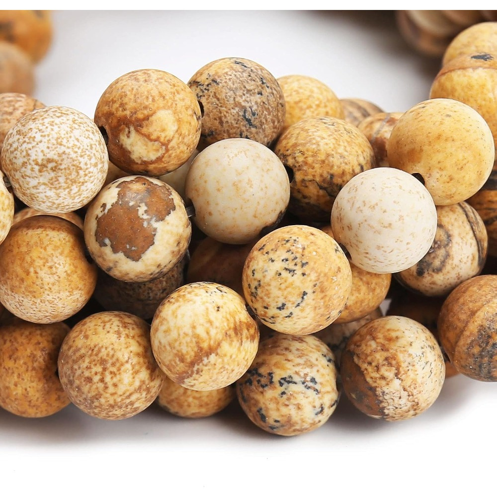 Natural Matte Picture Jasper Beads for DIY Bracelet and Necklace Making