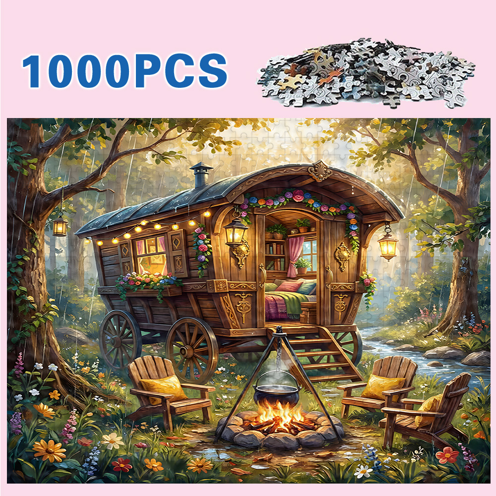 TEMU 500/1000pcs Beautiful Art Jigsaw Puzzles, For Adults, Family Interactive Entertainment, Wall Decor Paintings, , Ideal Gift For Birthday &
