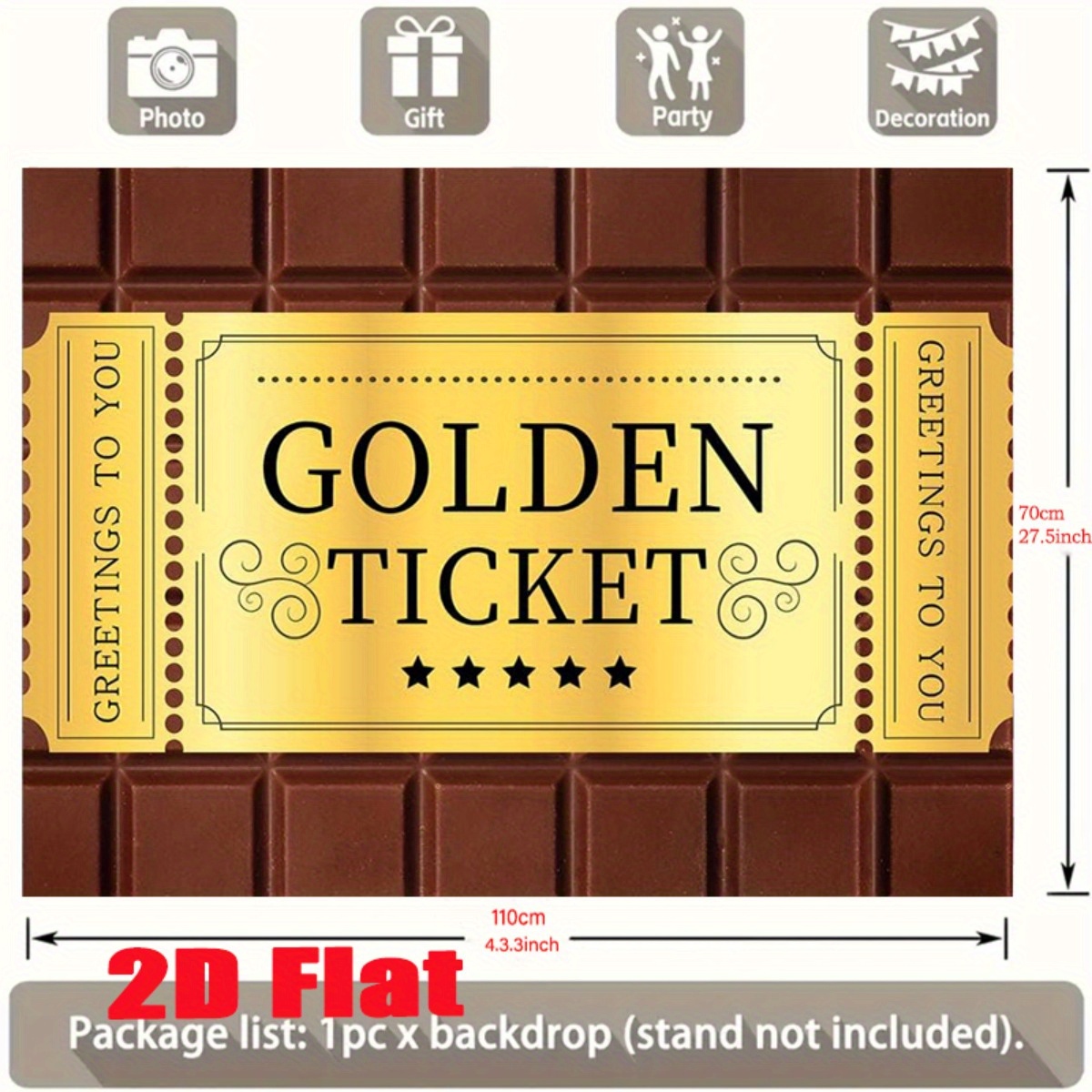 TEMU 2D , (Banner de Fiesta 2D ) 1 Pieza Telón Dorado para Fiestas con Temática y Dulces, Decoración de , Mantel Adecuado para Paredes de Sala,