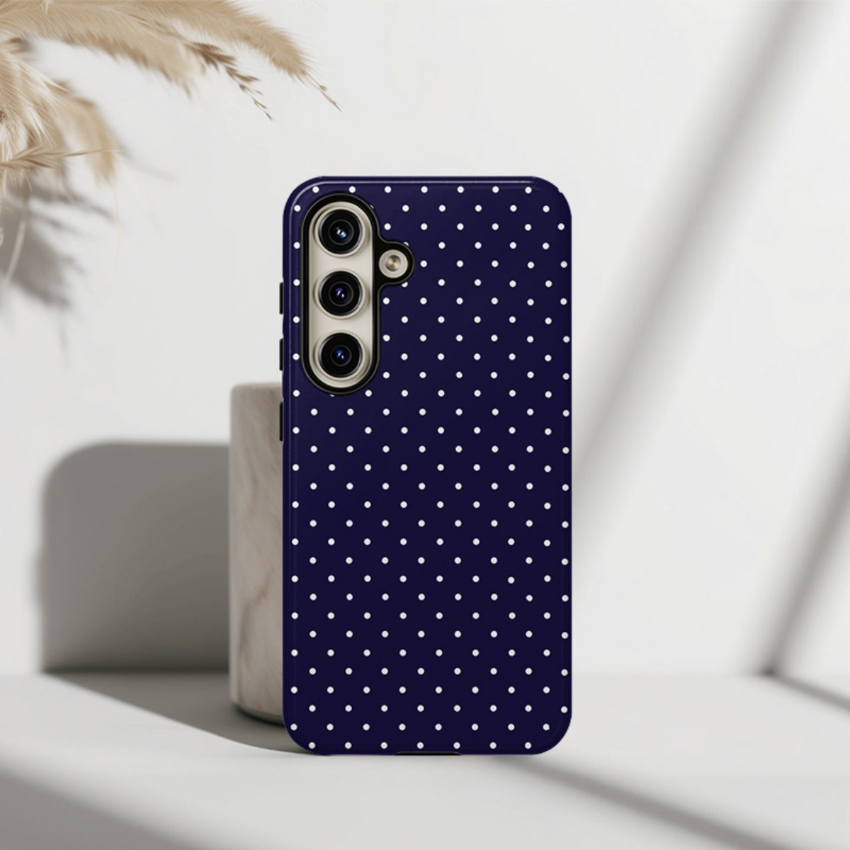 TEMU Phone Case - Minimalist White Polka Dot Pattern -one Film Phone Case, Tough, Dual Layered Case For Superior Protection, For For Galaxy