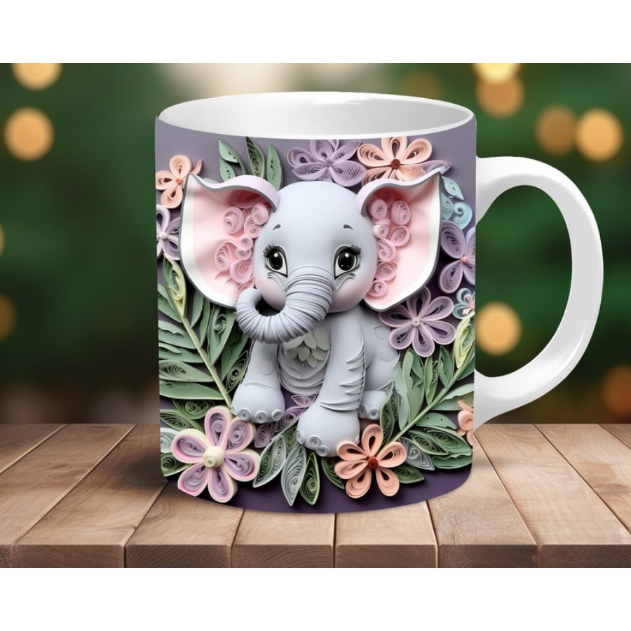 

3d Elephant Ceramic Coffee Mug - Cute Gray Elephant With , Insulated, Hand-wash Only, Ideal Christmas Gift For Men And Women, Elephant Decor