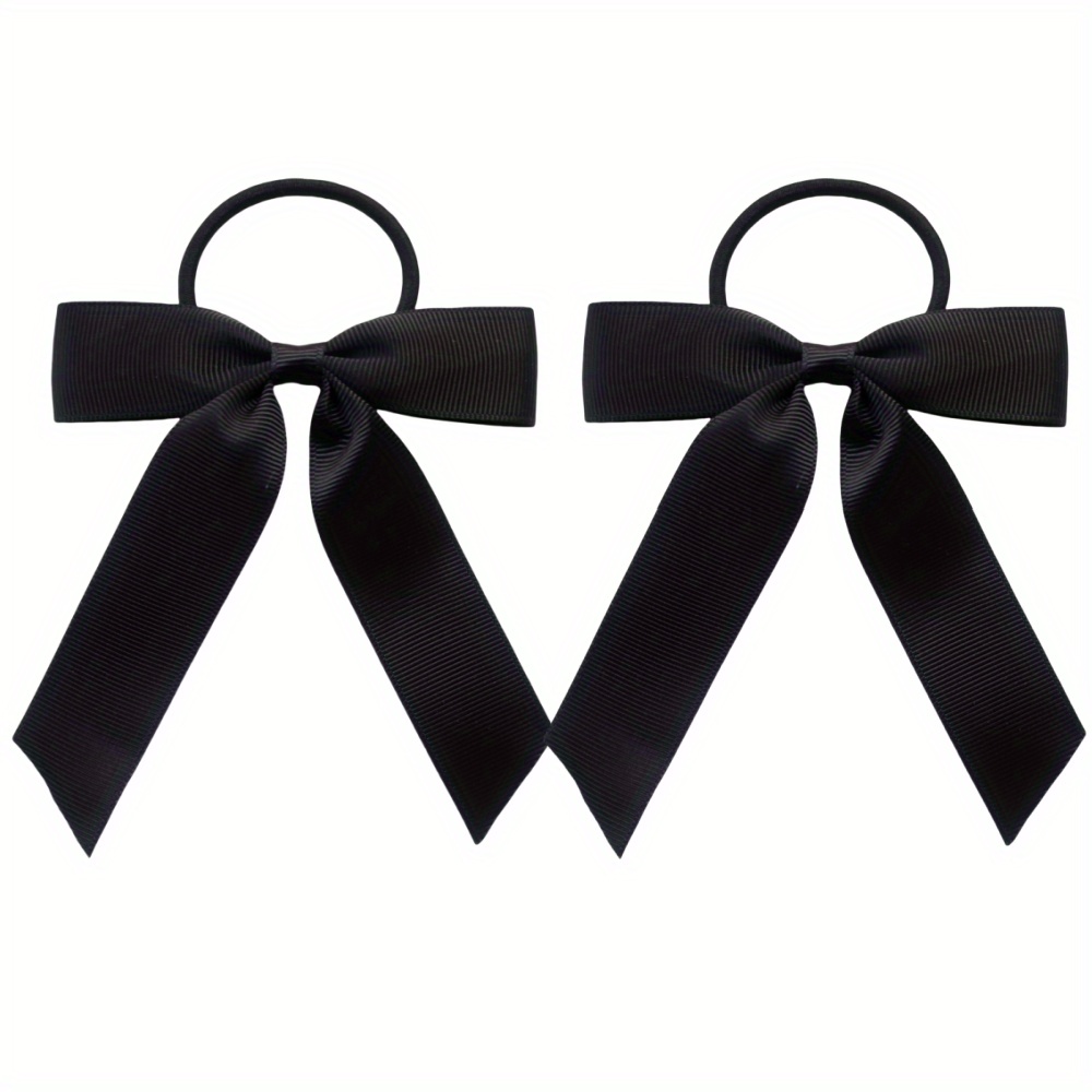2pcs Solid Color Bow Short Tassel Hair Clip Set