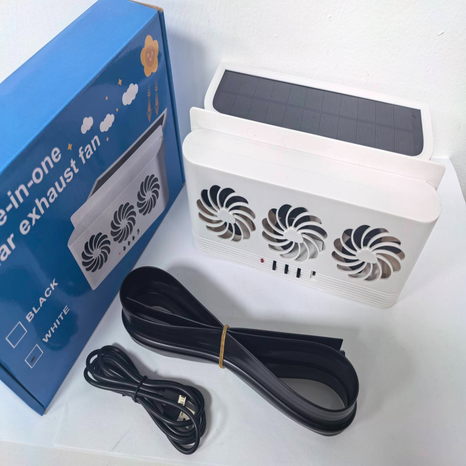universal car ventilation fan measuring 24 13 6 5cm   solar energy usb dual supply featuring three air   suitable for     airflow designed for car windows providing year round cooling ventilation