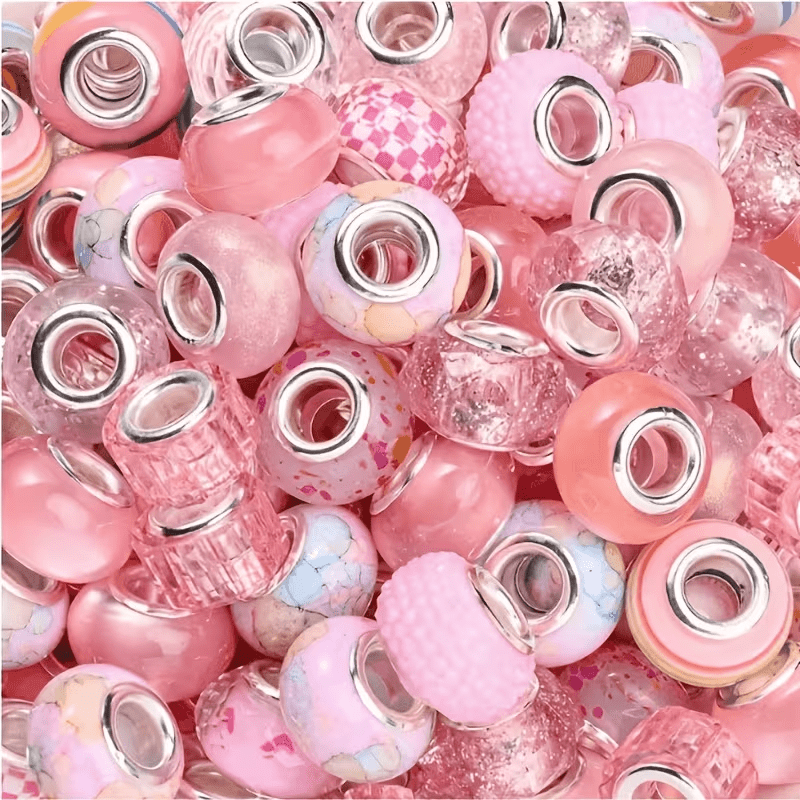 TEMU Lot de 36 perles à gros trou pour la fabrication de bijoux DIY - 9 styles de perles artisanales colorées à strass européens avec 9 perles