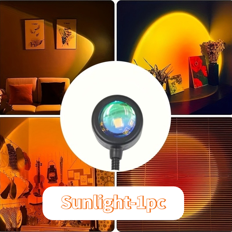 TEMU 1pc Usb Rgb/sunset Projection Lamp - Colorful Ambient - Ideal For Photographers/content Creators, Suitable For Selfie/photo Shoot/cafe /bedroom