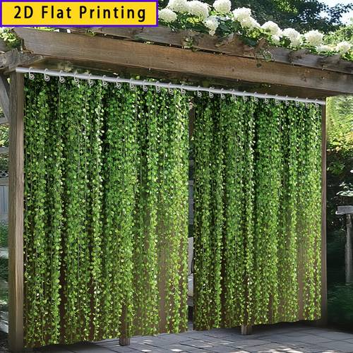 2pcs 2d printed print outdoor curtains outdoor curtain simulation drooping green leaves outdoor curtain natural and pattern decor suitable for courtyard garden outdoor terrace outdoor patio shade curtain indoor curtain door