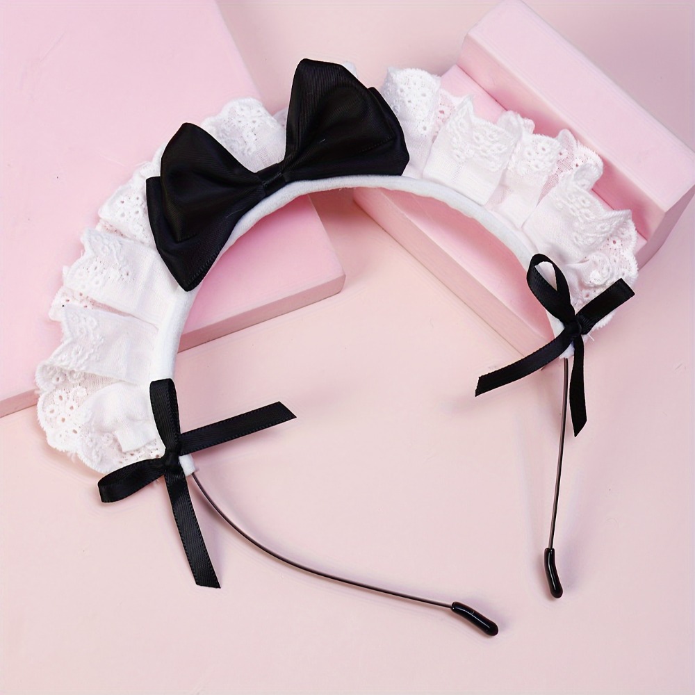 TEMU 1pc Women's Fashion Black Bow Headband - Suitable For Parties, Festivals, And Casual Outfits
