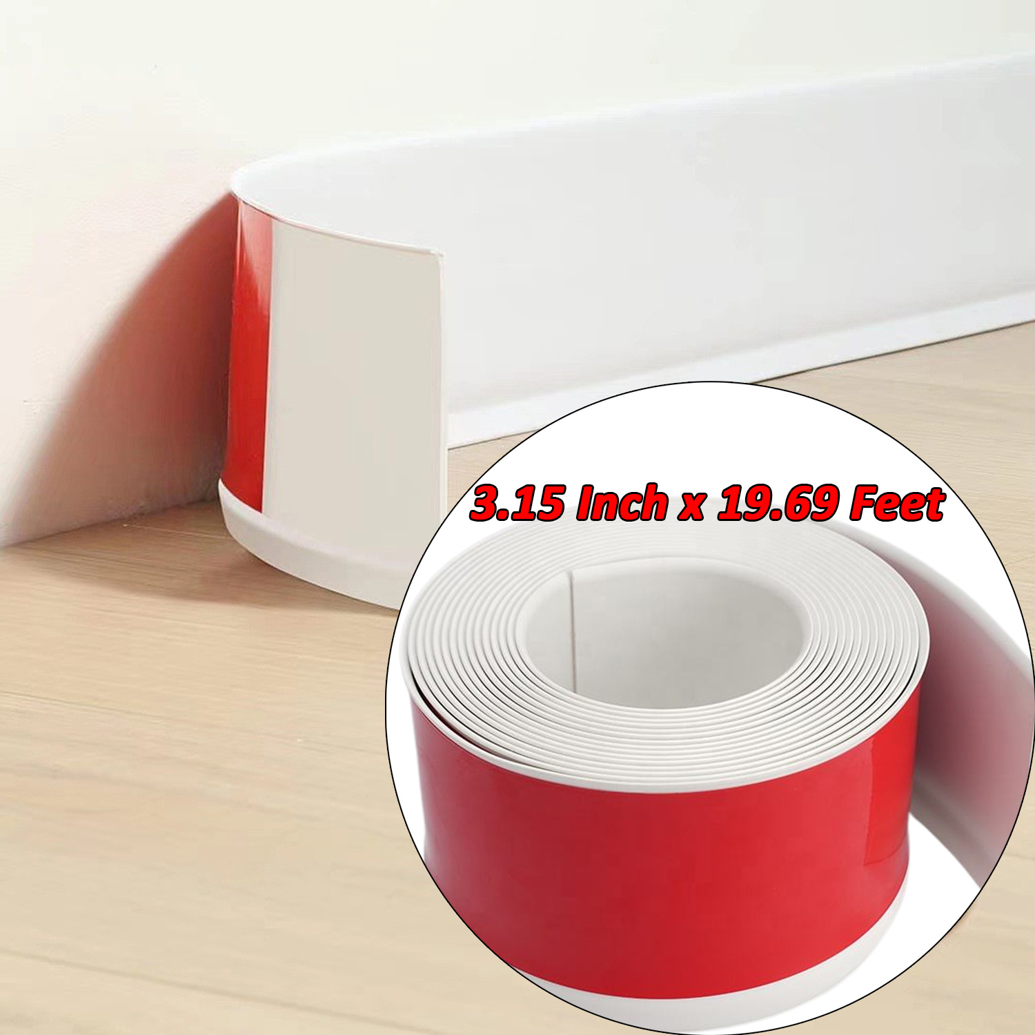 Image of 19. 69ft Pvc Thickened Skirting Line Self-adhesive Wall Corner Edge Strip For Living Room Home Decoration, Moisture-proof Line