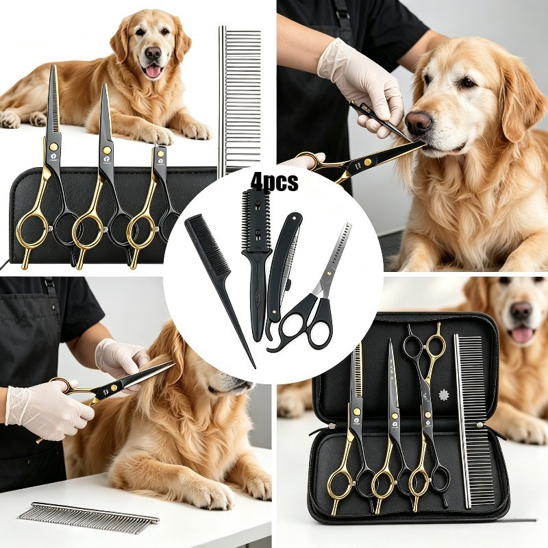 TEMU 1 Set Home Haircut Tool Full Set Thinning Hair Comb Hair Scissor Teeth Scissors Beginner Home Hairdressing Kit