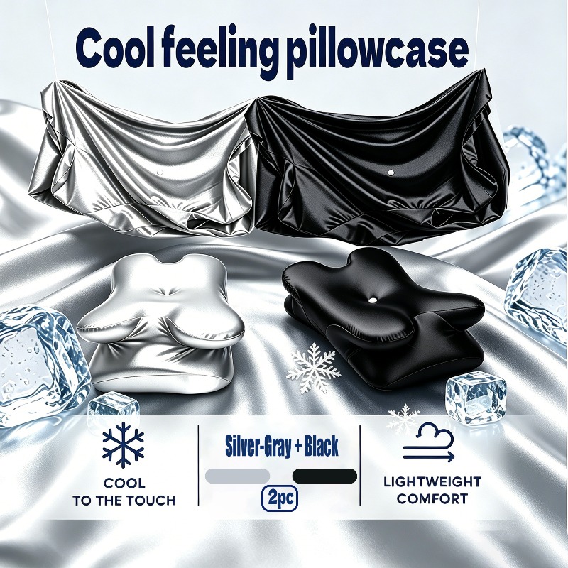 Image of 2pcs Summer Cooling Pillowcase, With Smooth, Skin-friendly And Breathable Texture, Heat. Easily For Cleaning To Discomfort Caused By Excessive Sweating. A Must-have Item For Summer Sleep.