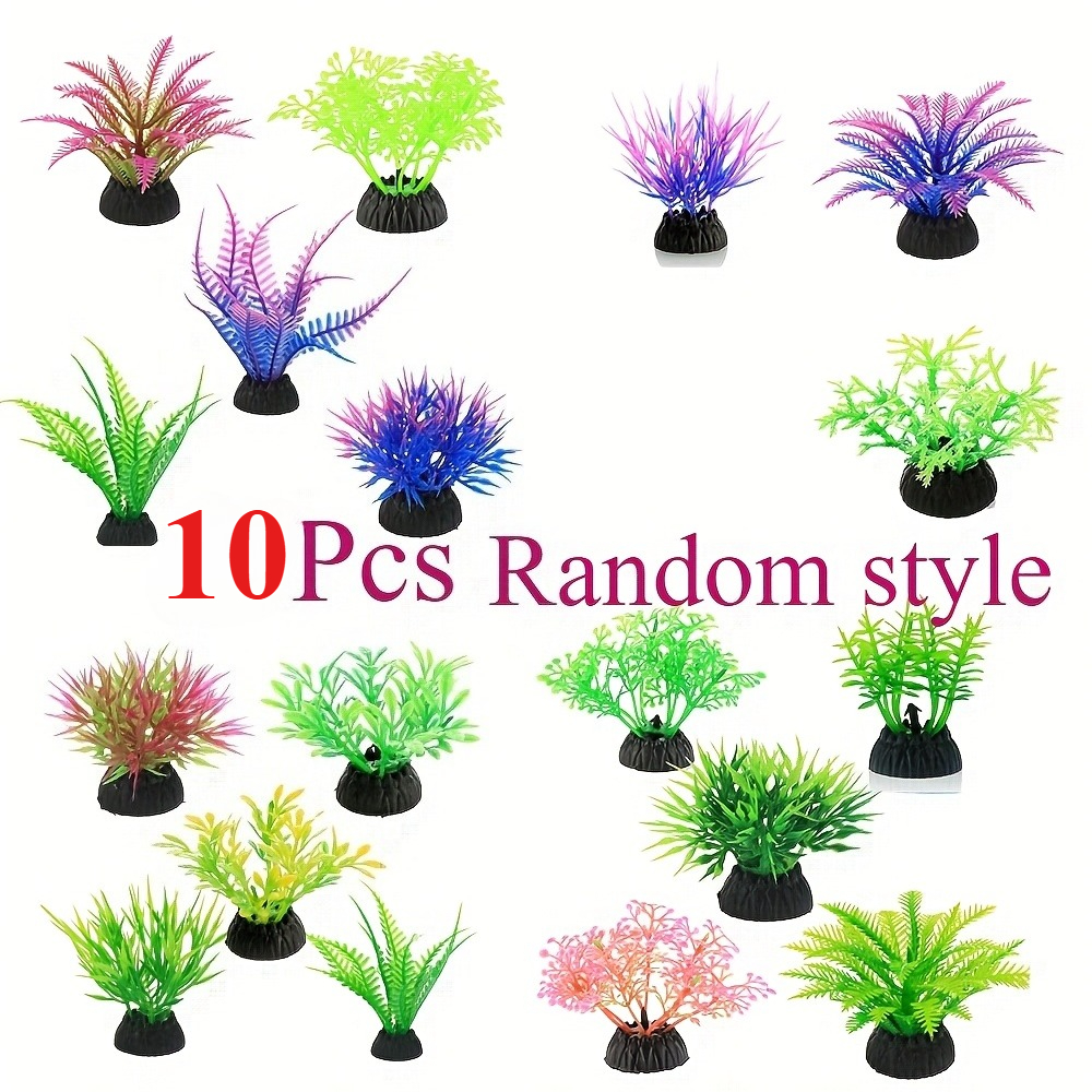 Image of 10 Designed Multi-colored Plants For Aquarium Decoration, Plastic Simulated Aquatic Plants For Aquarium Landscaping, Aquarium Decorations, Aquarium, | Plants| Durable Plastic Plants