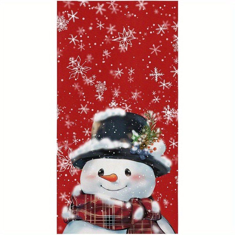 

1 Set Of 18x26 Red Snowman Christmas Towels, Polyester Dish Towels , Rectangular Towels For & Bathroom, Decorative Towels