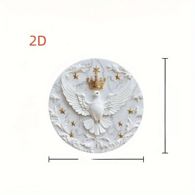 TEMU Décoration murale 2D plate, vintage bois, pour - blanche ronde avec couronne dorée et étoiles, trous pré-percés pour une suspension facile,