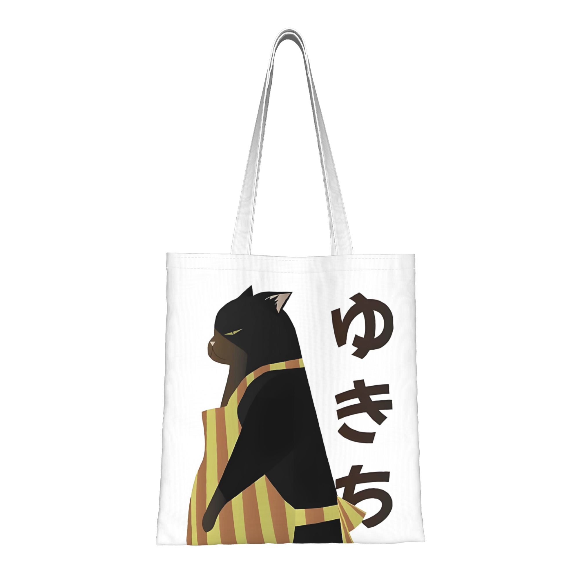 TEMU かわいいユキチ大猫アニメトートバッグ - 持ち手付き再利用可能なショッピングバッグ、カジュアルブックバッグ、食料品、日常使い - アニメファン＆文学愛好家向けユキチテーマ (-ケア)