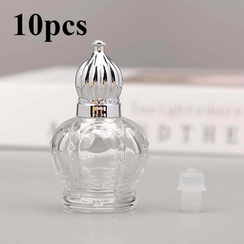 10pcs Golden Glass Vintage Mini Clear Empty Sample Bottle Essential  Oil Bottle ball perfume bottle portable small sample glass roller hig