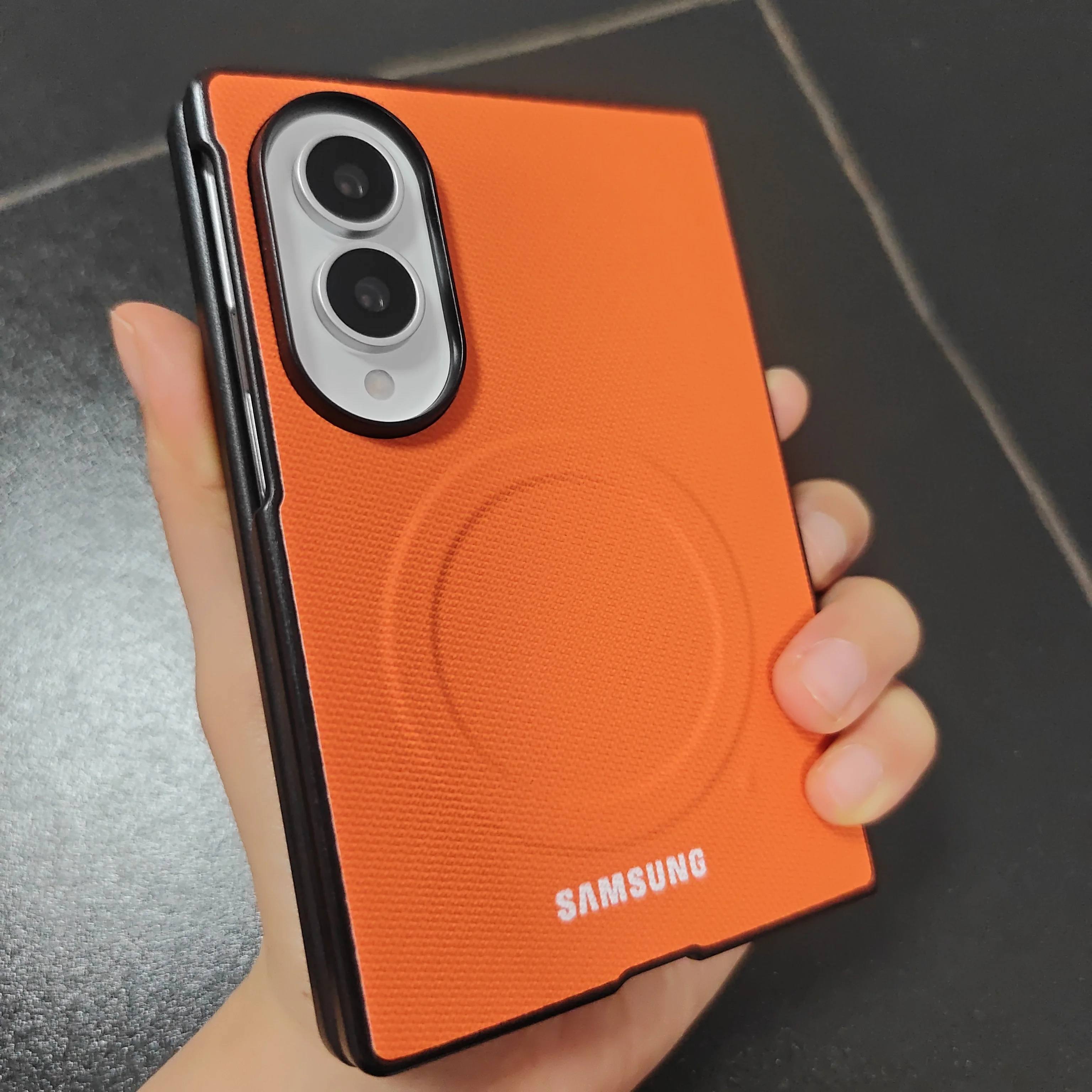 TEMU Coque de téléphone - Coque magnétique en tissu de luxe tissé, détachable, pour Z Fold 8 6 5 4 3 Fold8, compatible avec le chargement fil et