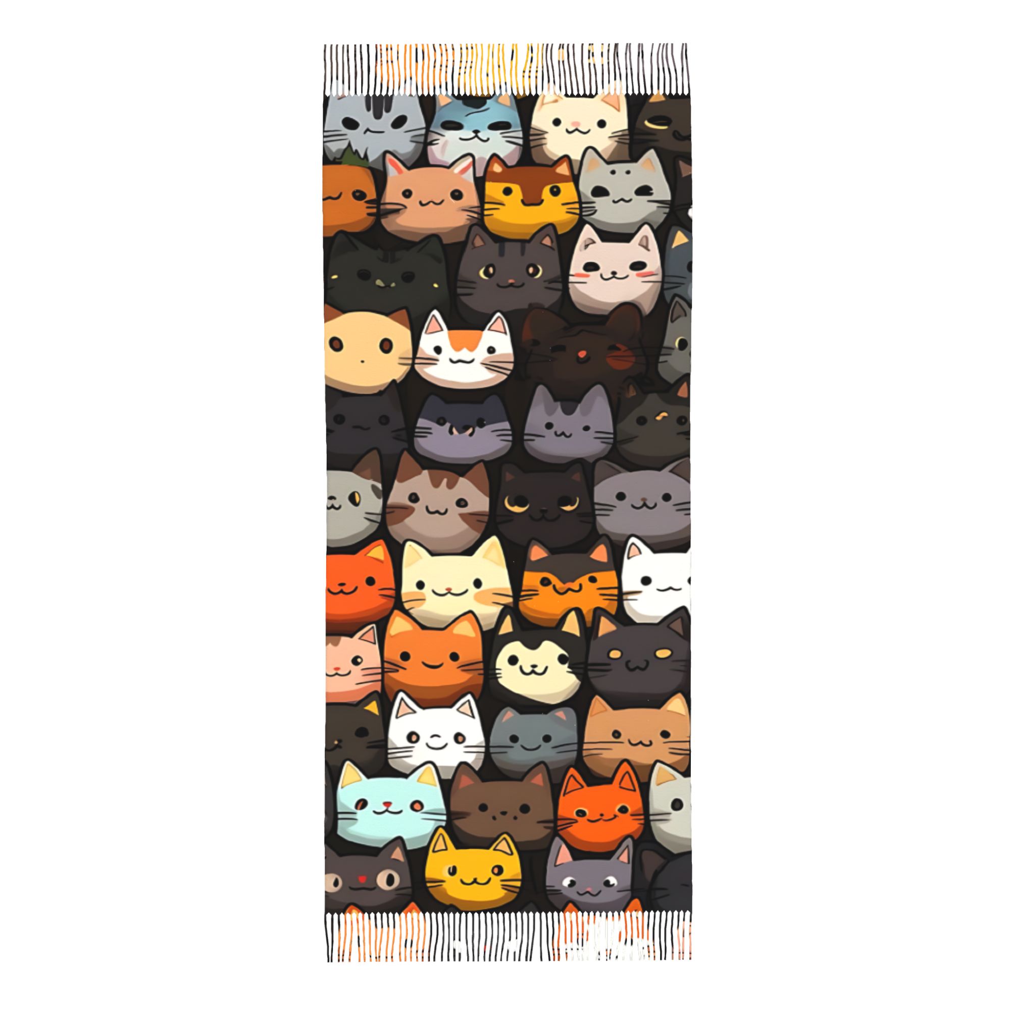 TEMU A Single Piece Of A Humorous And Adorable Shawl Featuring A Colorful Animal Design, Perfect For Autumn, With Tassels And Showcasing Cute Cats,