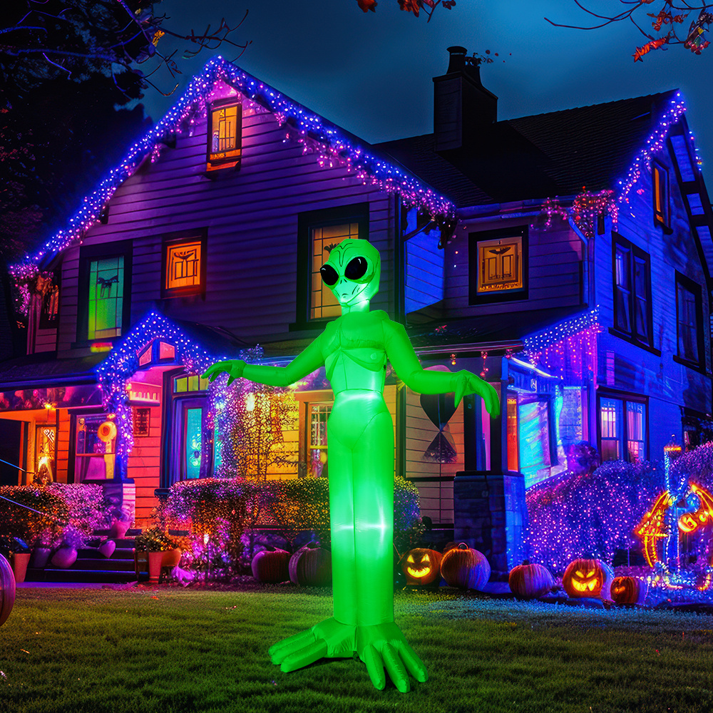 10ft Halloween Inflatable Sitting Vampire With LED Lights - Outdoor Yard Decoration For Porch & Trees
