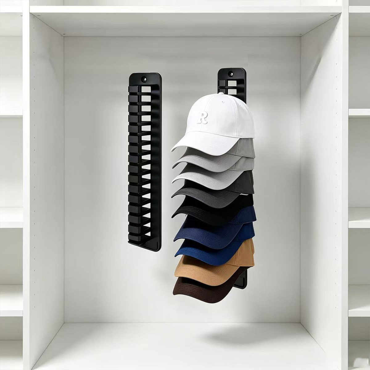TEMU Wall-mounted Hat Storage Rack, Suitable For Closets, Offices, Dormitories - Can Hang 16 Hats, No Drilling Required, Space-saving And Durable