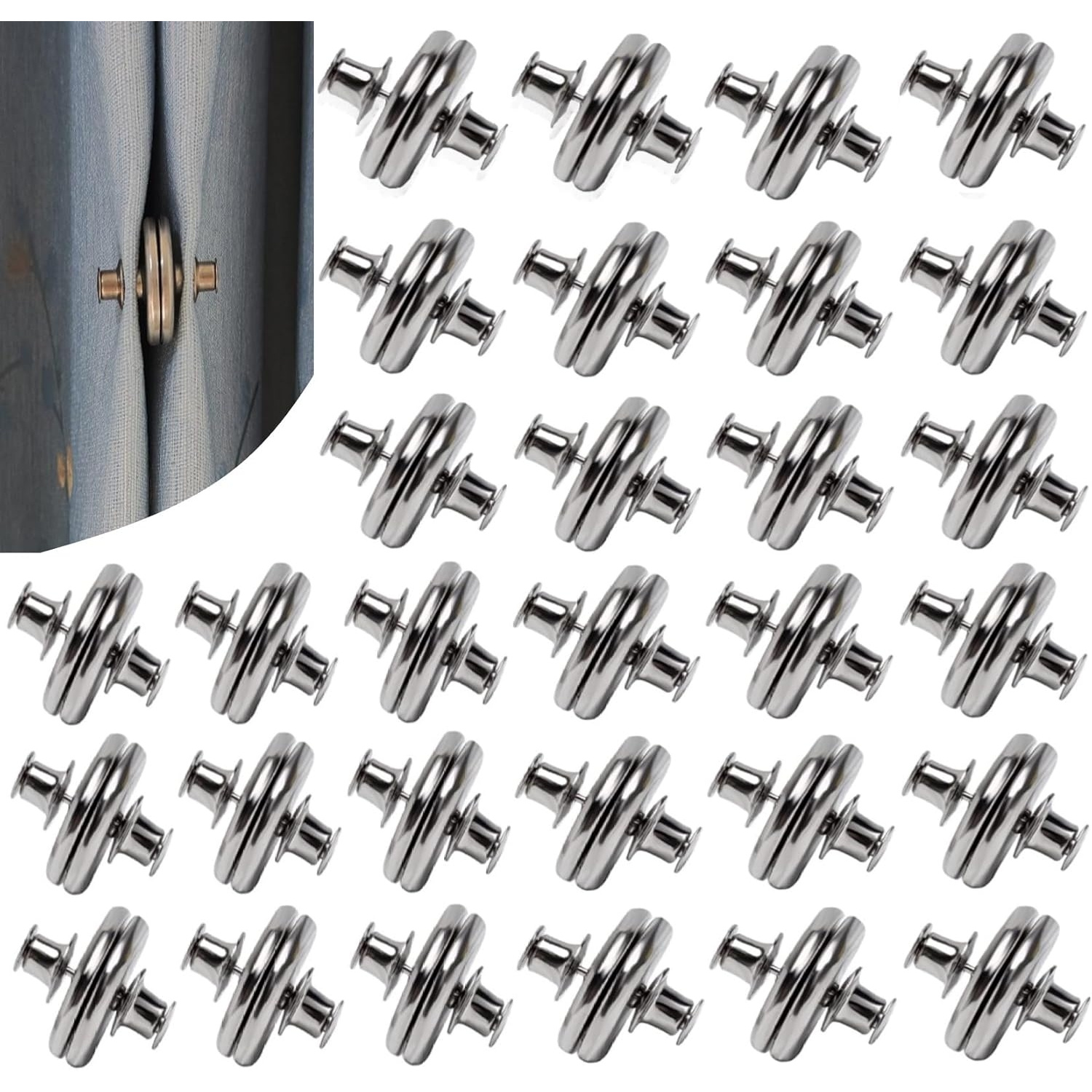 TEMU 18/60pcs(9/30 Pairs) Pairs Magnetic Closure Clips For Indoor Outdoor Curtains- Prevent Light Leaking, Strong Weights For Pergola Patio Gazebo