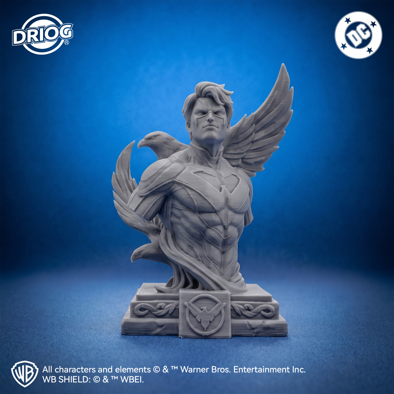 TEMU 3d Printed Wb Nightwing Bust Figurine With Eagle Design, Gray Statue Blank Model, Home Office Desktop Decor, Gift For Superhero Fans. Figurine