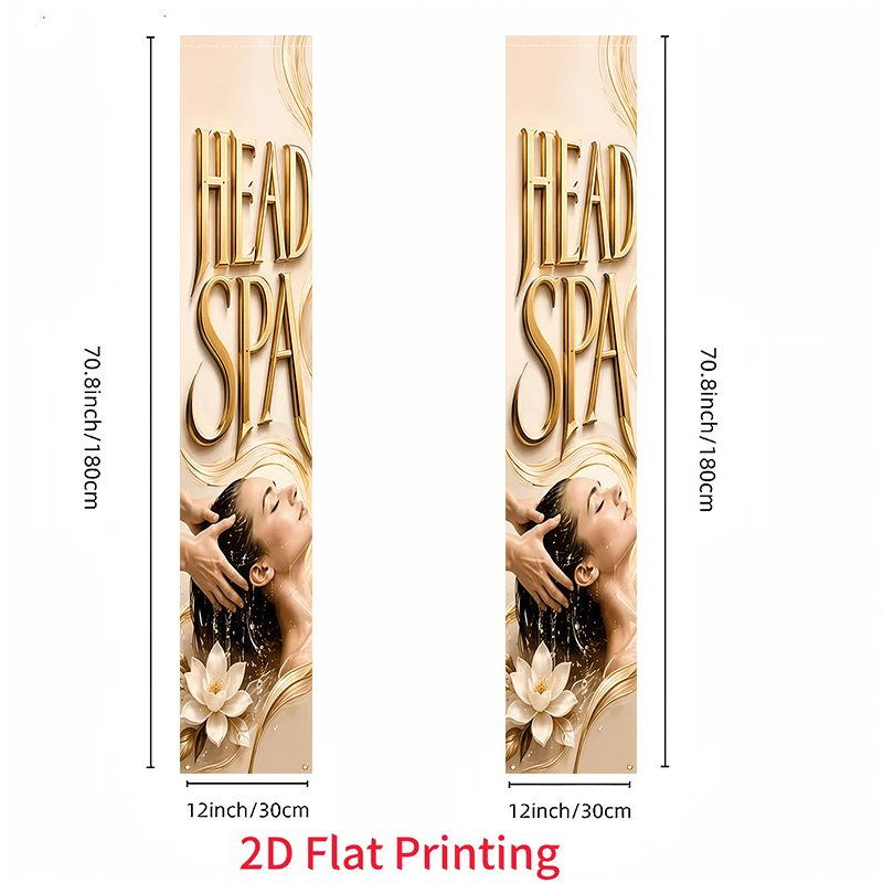 TEMU 2D, 2 piezas de cortina de puerta 2D con temática de spa y pancarta decorativa con masaje de cuero cabelludo - Adecuada para publicidad