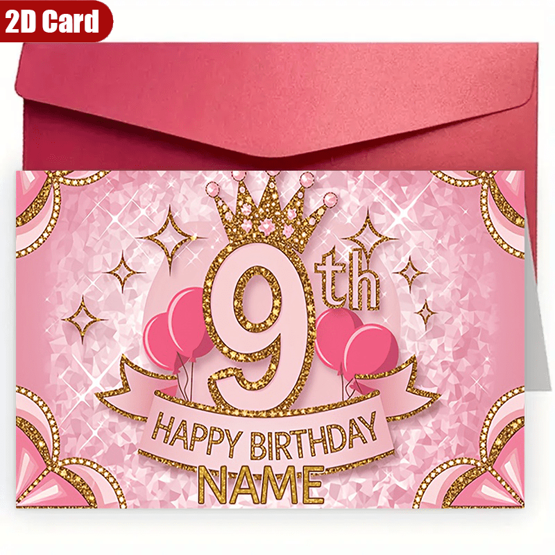 TEMU Customized 2d Flat Greeting Card - 1 Personalized Birthday Card With A Name And Envelope, Made Of High-quality Paper - Suitable For Couples,