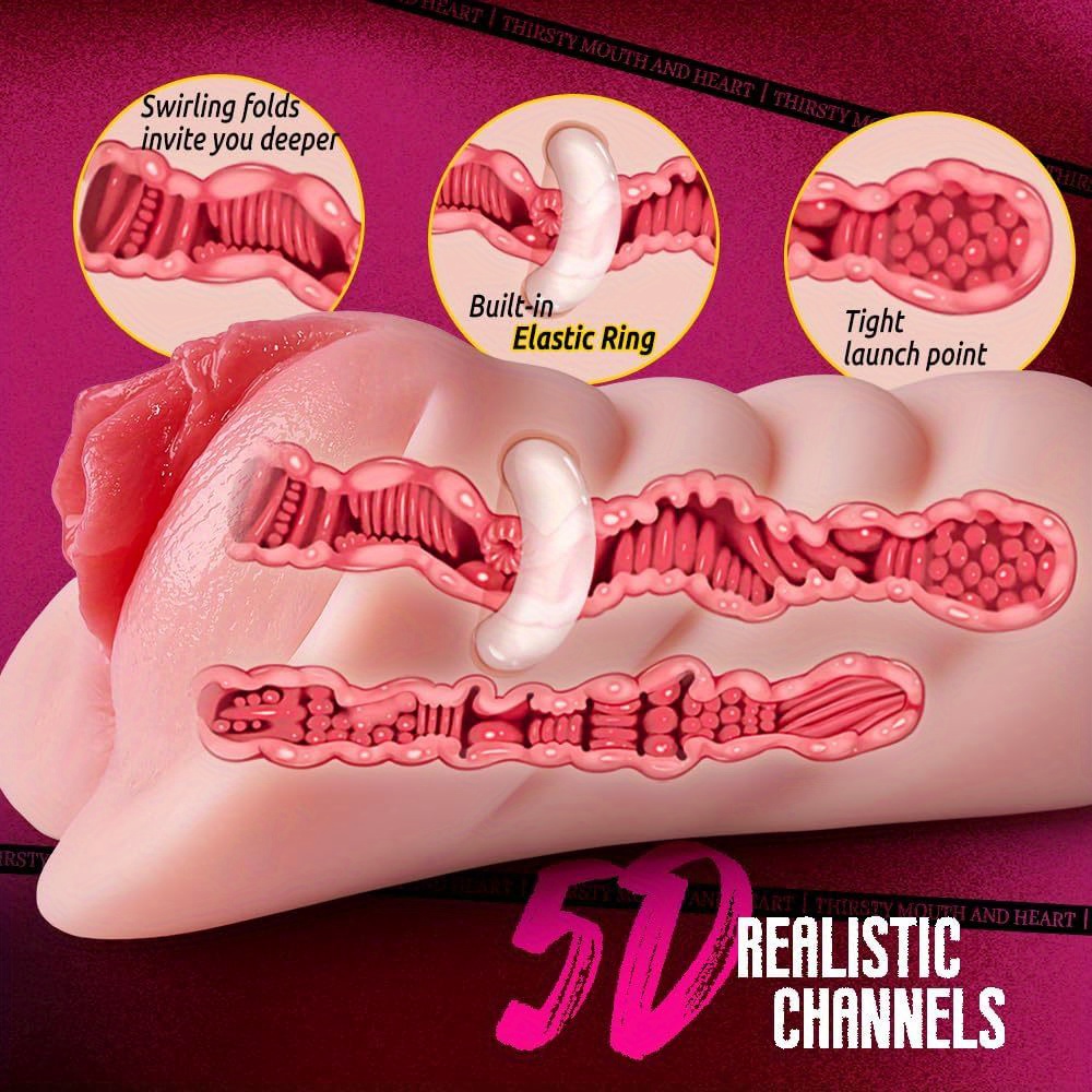 2-in-1 Male Masturbator Adult Sex Toy, Upgraded Realistic Pocket Pussy with Thick Labia, Peach-toned Male Masturbator Featuring a Built-in Vagina, Designed Specifically for Male Masturbation