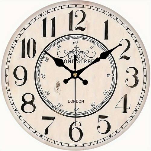 1pc vintage european style large round wall clock 12 inch silent non ticking artificial frame minimalist for office bedroom kitchen bathroom decor easy to read no 2d flat