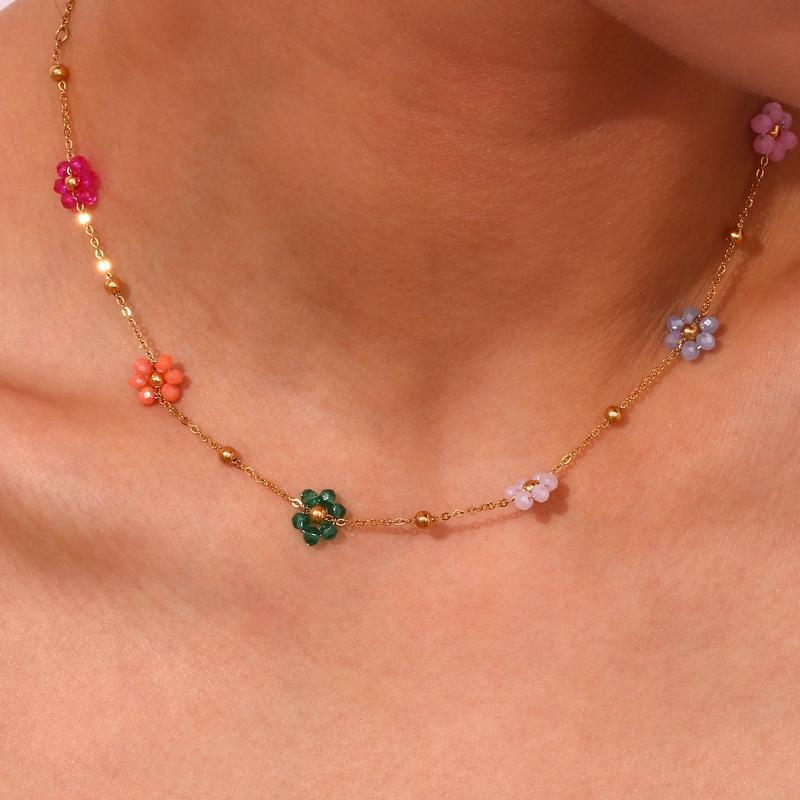 Boho Stainless Steel Necklace & Bracelet Set for Special Occasions
