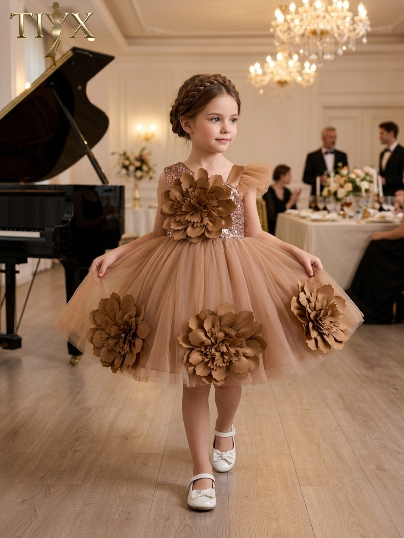 girls brown christmas dress Ellie Christmas Dress - Gingerbread main image 1